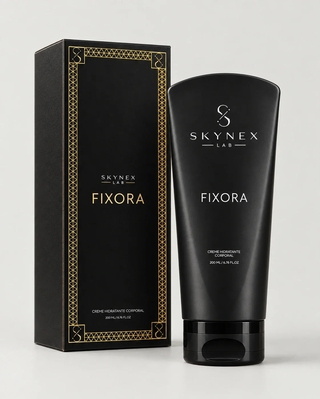 FIXORA — visualização ilustrativa da embalagem SKYNEX LAB
